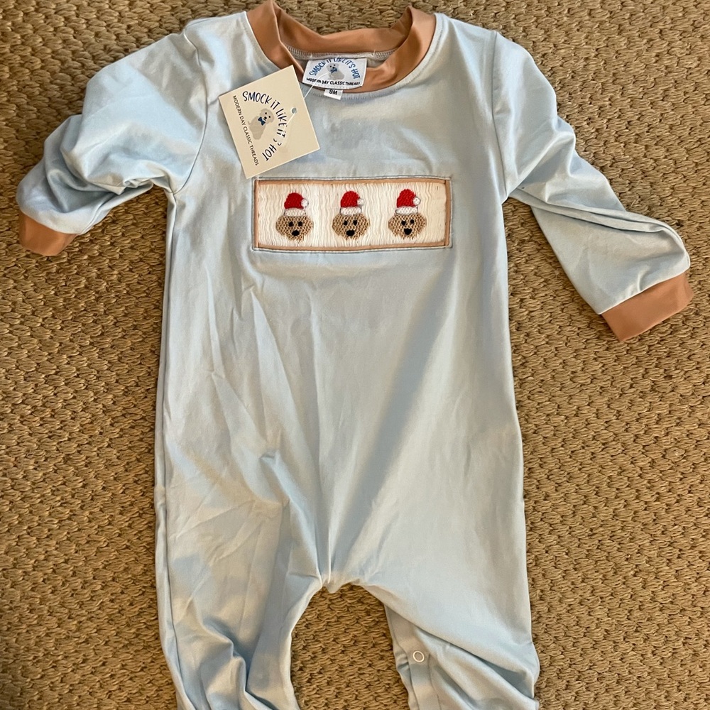 Smock It Like It’s Hot Christmas Santa Dog Romper NWT 9m
